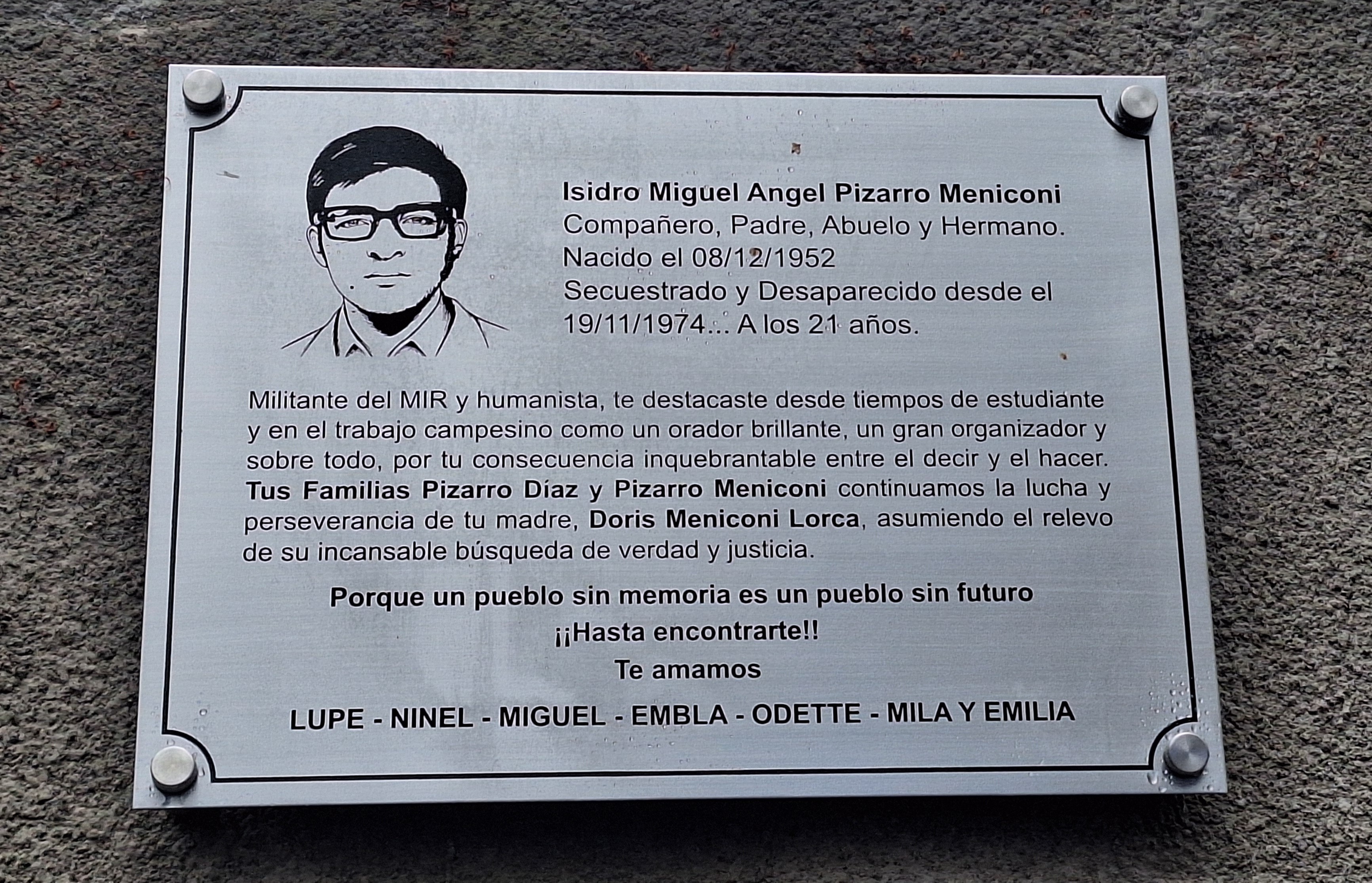 VILLA GRIMALDI ABRAZA LA MEMORIA Y LA HISTORIA SIEMBRE PRESENTE DE ISIDRO PIZARRO